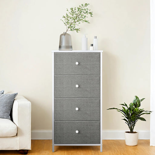 Fabric Chest of Drawers with 4 Storage Drawers and Sturdy Metal Frame for Bedroom by Songmics