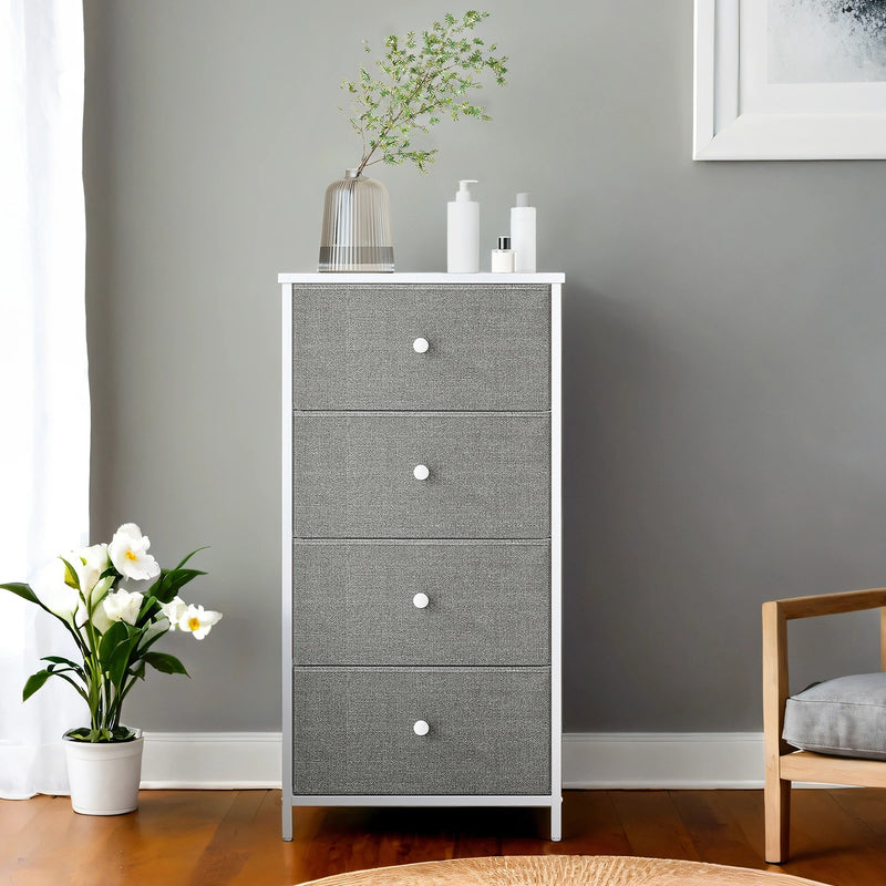 Fabric Chest of Drawers with 4 Storage Drawers and Sturdy Metal Frame for Bedroom by Songmics