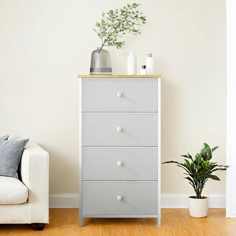 Fabric Chest of Drawers with 4 Storage Drawers and Sturdy Metal Frame for Bedroom by Songmics