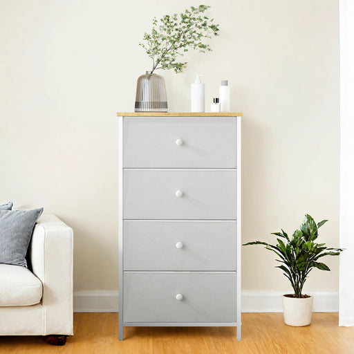 Fabric Chest of Drawers with 4 Storage Drawers and Sturdy Metal Frame for Bedroom by Songmics