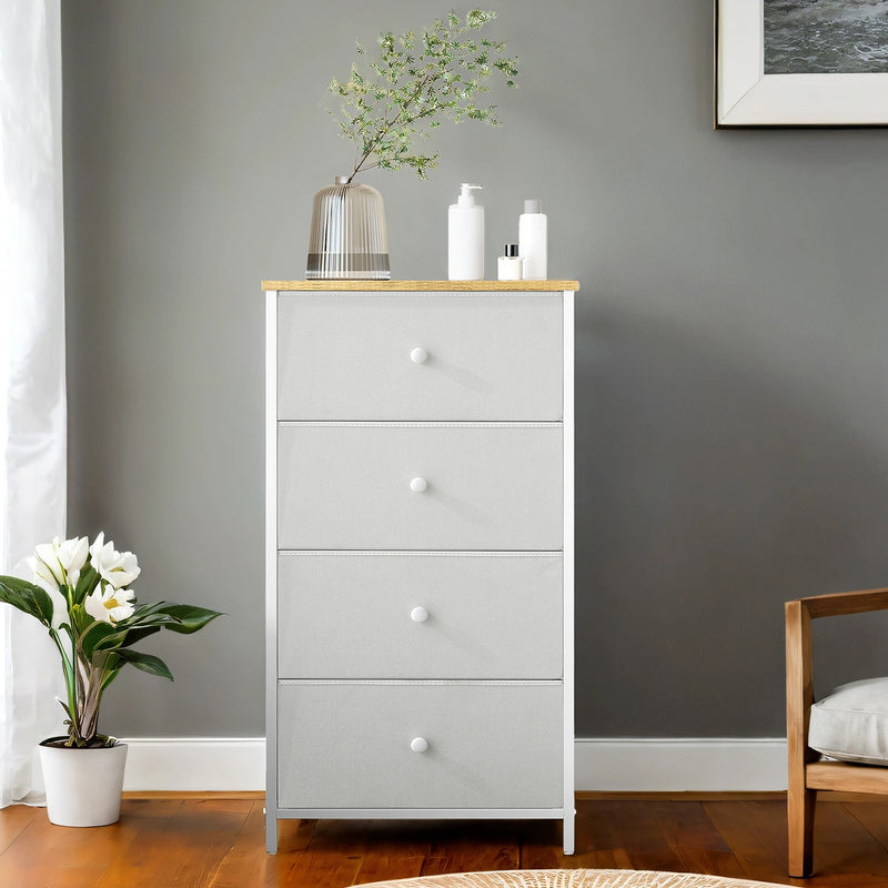 Fabric Chest of Drawers with 4 Storage Drawers and Sturdy Metal Frame for Bedroom by Songmics
