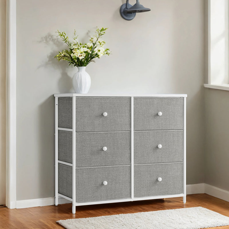 6 Drawer Fabric Dresser with Sturdy Metal Frame for Bedroom Storage by Songmics