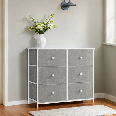 6 Drawer Fabric Dresser with Sturdy Metal Frame for Bedroom Storage by Songmics