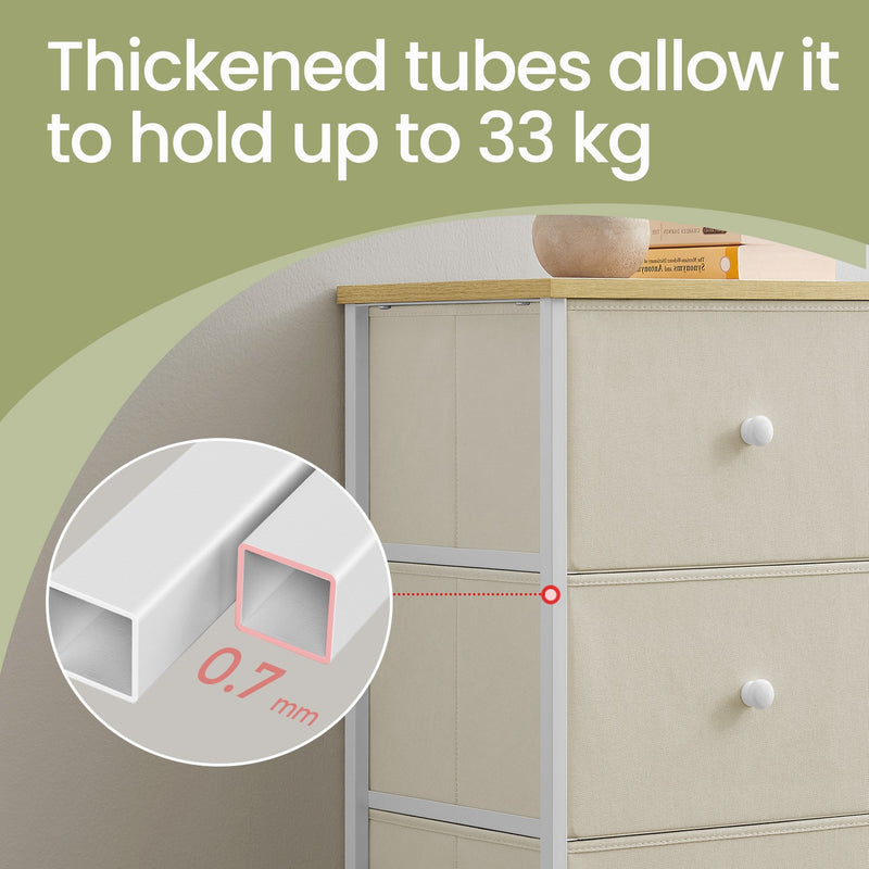 6 Drawer Fabric Dresser with Sturdy Metal Frame and Wooden Top for Bedroom Storage by Songmics