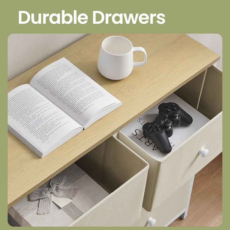 6 Drawer Fabric Dresser with Sturdy Metal Frame and Wooden Top for Bedroom Storage by Songmics