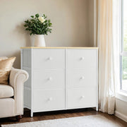 6 Drawer Fabric Dresser with Sturdy Metal Frame for Bedroom Storage by Songmics