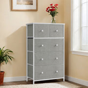 Five Drawer Steel Frame Fabric Dresser Storage Unit for Bedroom or Hallway by Songmics