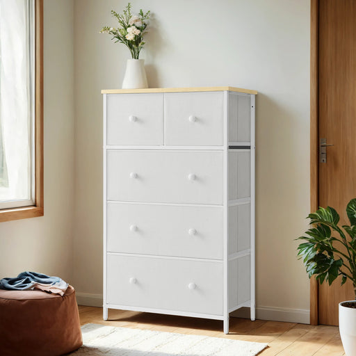 5 Drawer Fabric Dresser Unit with Steel Frame for Bedroom and Closet Storage by Songmics