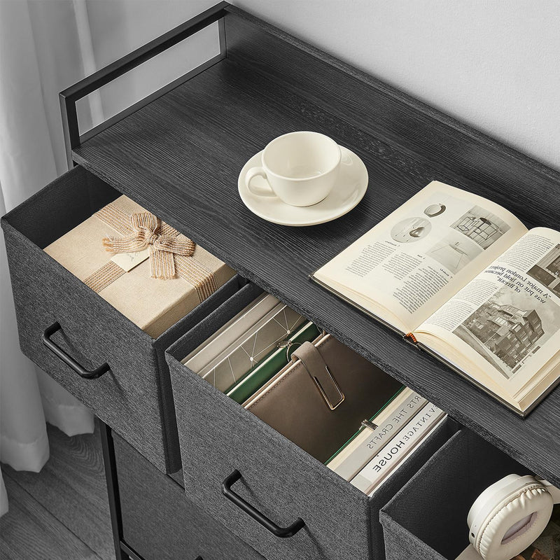 Grey Dresser with 7 Spacious Fabric Storage Drawers for Bedroom Organisation by Songmics