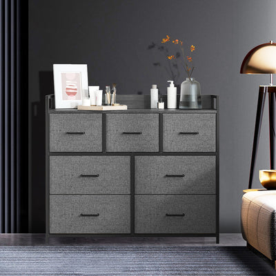 Grey Dresser with 7 Spacious Fabric Storage Drawers for Bedroom Organisation by Songmics