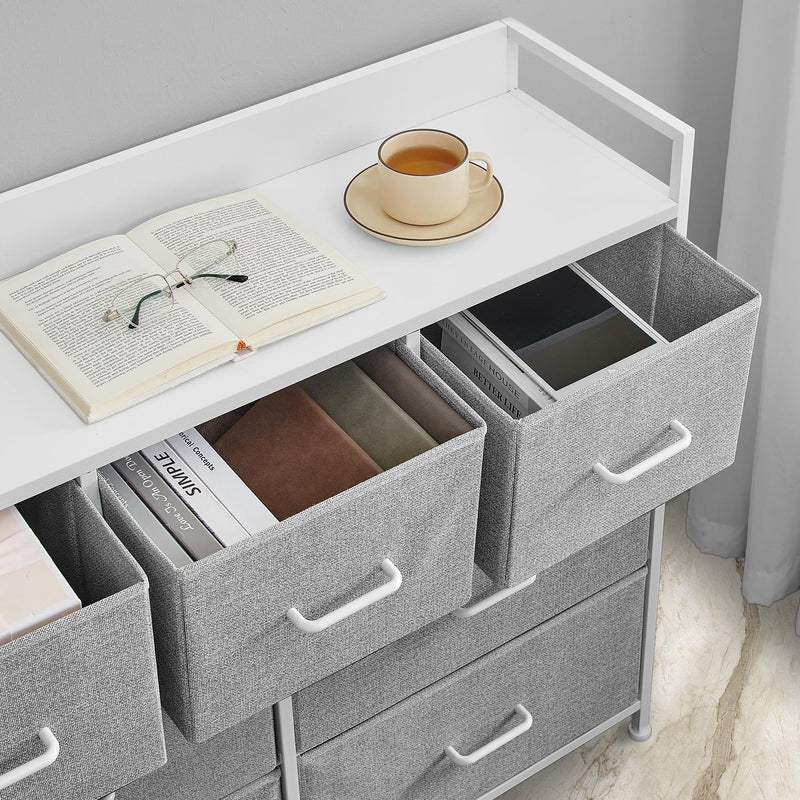 Dresser With 7 Spacious Grey Fabric Drawers for Bedroom Storage by Songmics, 28.5x98x85cm