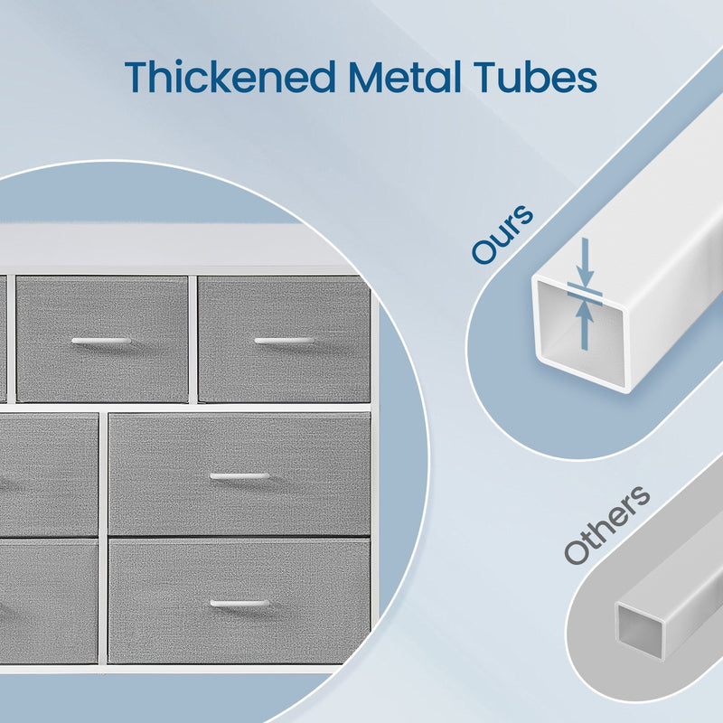 Dresser With 7 Spacious Grey Fabric Drawers for Bedroom Storage by Songmics, 28.5x98x85cm