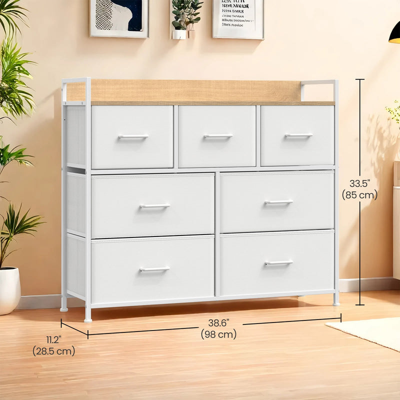 7 Drawer Dresser With Fabric Drawers Spacious Storage for Bedroom Organisation by Songmics, 98x28.5x85cm