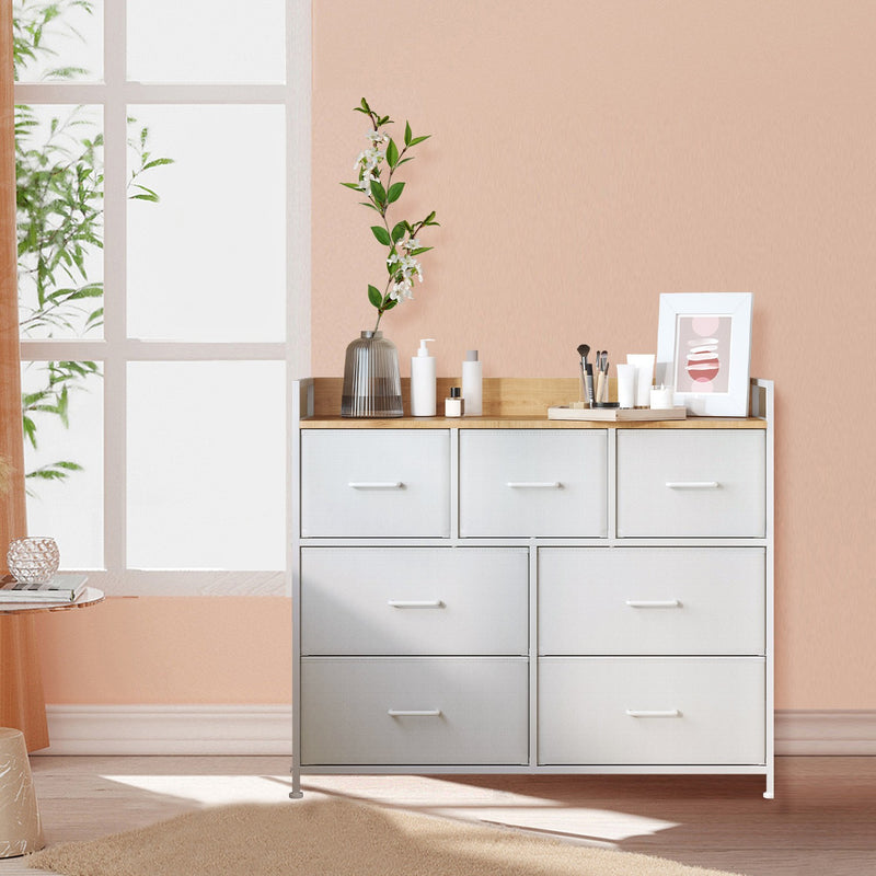 7 Drawer Dresser With Fabric Drawers Spacious Storage for Bedroom Organisation by Songmics, 98x28.5x85cm