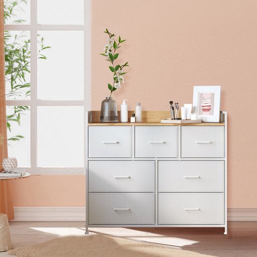 7 Drawer Dresser With Fabric Drawers Spacious Storage for Bedroom Organisation by Songmics, 98x28.5x85cm