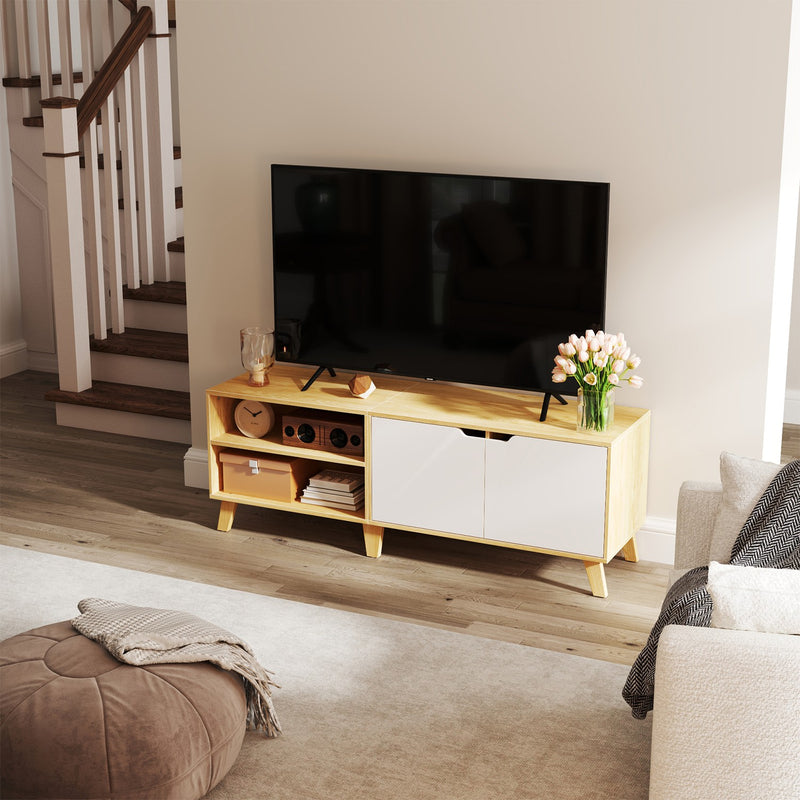 Wooden TV Stand 140 cm with Storage Cabinets Fits TVs up to 60 Inches by Vasagle