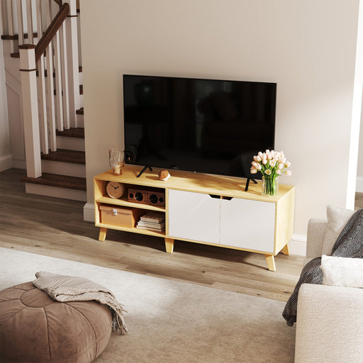 Wooden TV Stand 140 cm with Storage Cabinets Fits TVs up to 60 Inches by Vasagle