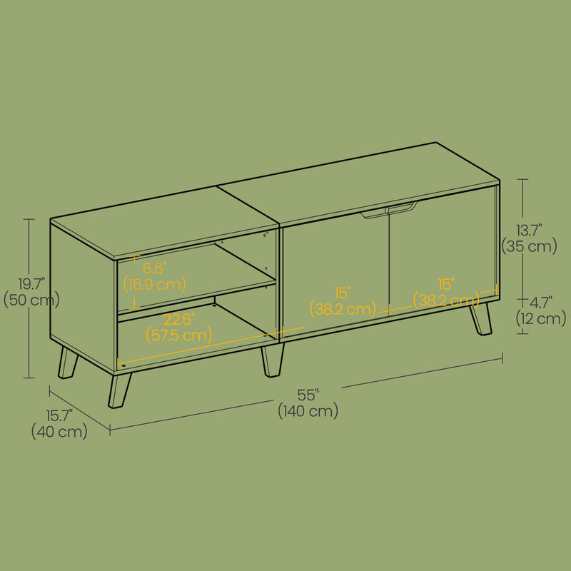 Wooden TV Stand 140 cm with Storage Cabinets Fits TVs up to 60 Inches by Vasagle