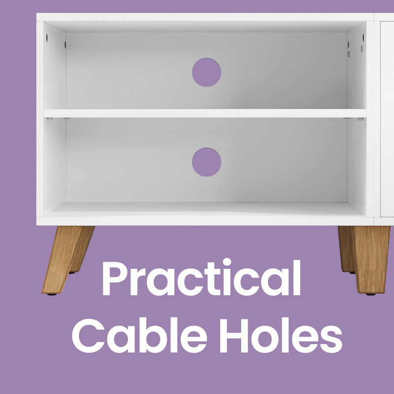 White TV Cabinet for TVs up to 60" with shelves & Cupboards by Vasagle VASAGLE