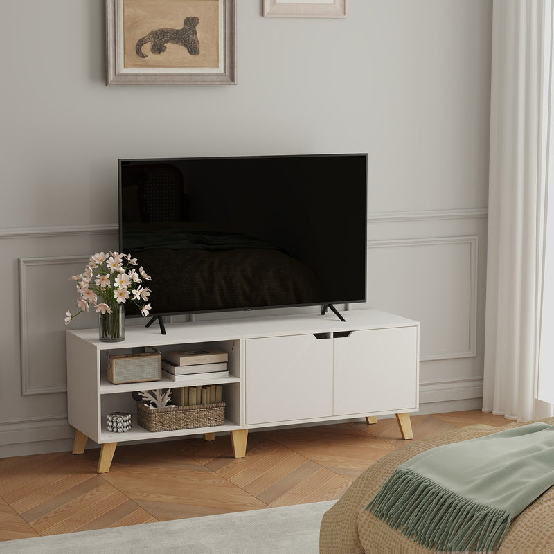White TV Cabinet for TVs up to 60" with shelves & Cupboards by Vasagle VASAGLE