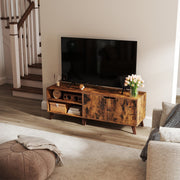 Wood TV Stand 140 cm Long with Storage Cabinets for TVs up to 60 Inches by Vasagle