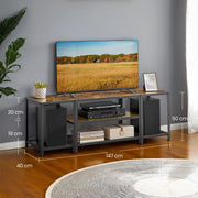 Industrial TV Stand for TVs up to 65 Inches with 3 Tiers Storage for Living Room by Vasagle