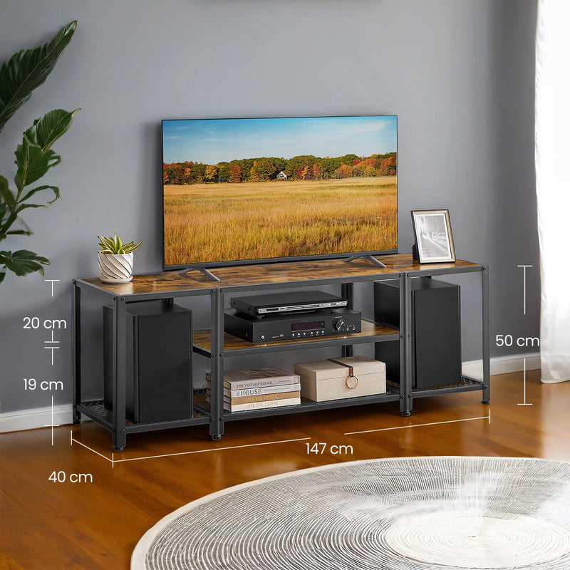 Industrial TV Stand for TVs up to 65 Inches with 3 Tiers Storage for Living Room by Vasagle