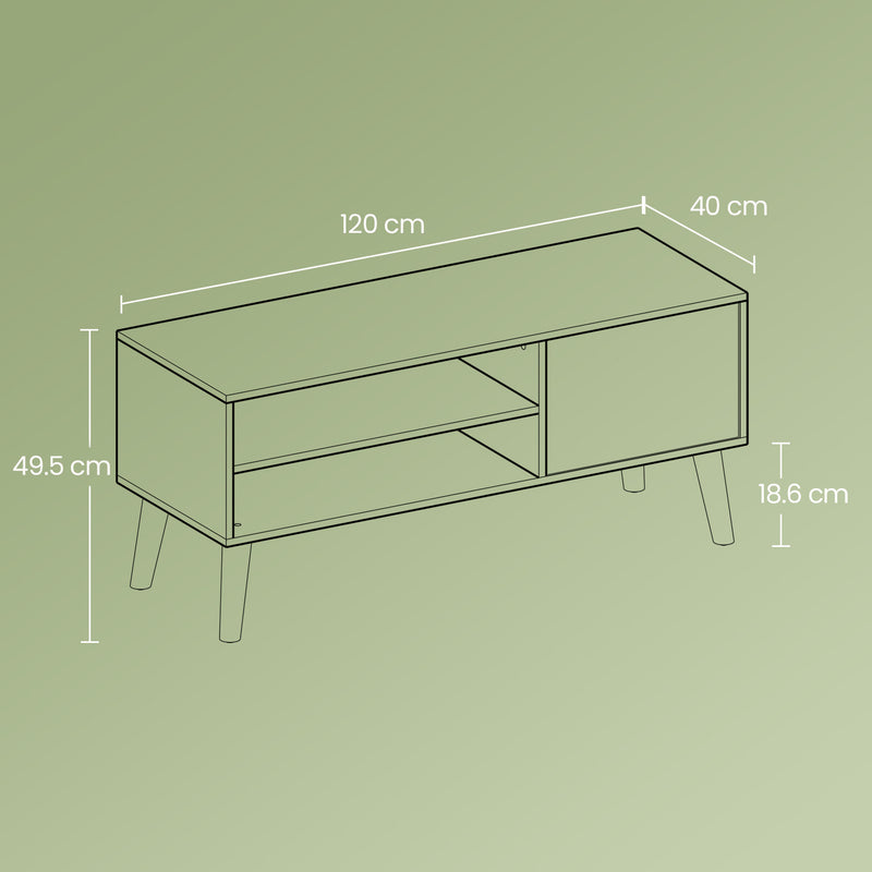 White Wooden TV Stand Cabinet with Storage for TVs up to 55 Inches for Living Room by Vasagle VASAGLE