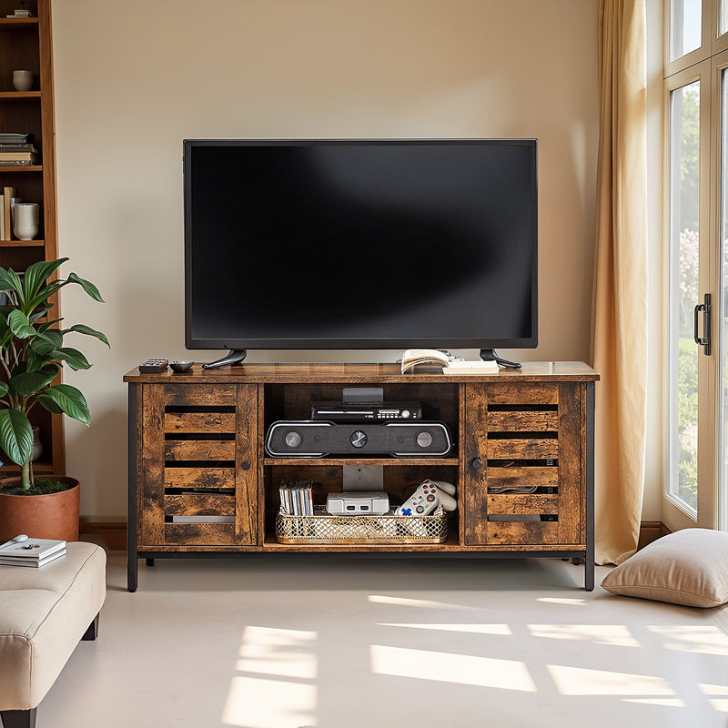 Wooden TV Stand with Storage Cabinet and Open Shelves for Living Room by Vasagle