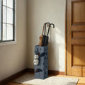 Grey Metal Umbrella Stand with Hooks and Drip Tray for Hallway Storage by Songmics
