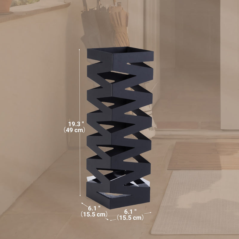 Square Metal Umbrella Stand with Hooks and Removable Drip Tray for Hallway by Songmics