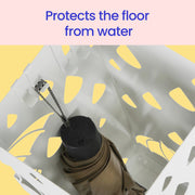 White Metal Umbrella Stand with Hooks and Drip Tray for Hallway Storage by Songmics