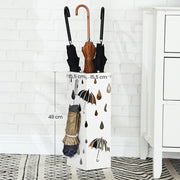 White Metal Umbrella Stand with Hooks and Drip Tray for Hallway Storage by Songmics