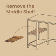 Industrial Computer Desk with 2 Storage Shelves for Home Office Workspace by Vasagle