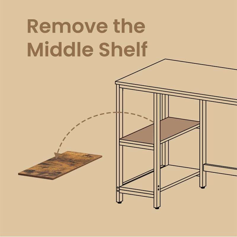 Industrial Computer Desk with 2 Storage Shelves for Home Office Workspace by Vasagle