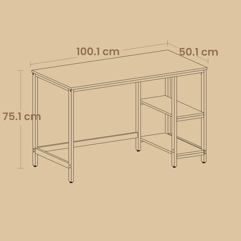 Industrial Computer Desk with 2 Storage Shelves for Home Office Workspace by Vasagle