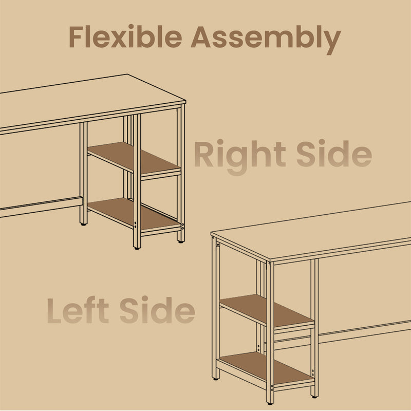 Computer Desk with Adjustable Shelves Reversible Writing Table for Home Office by Vasagle