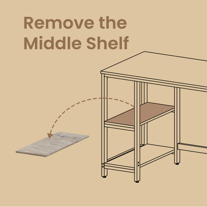 Computer Desk with Adjustable Shelves Reversible Writing Table for Home Office by Vasagle