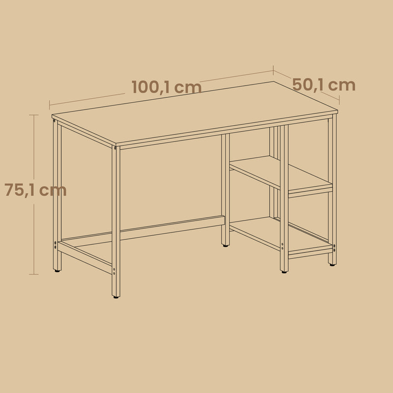 Computer Desk with Adjustable Shelves Reversible Writing Table for Home Office by Vasagle