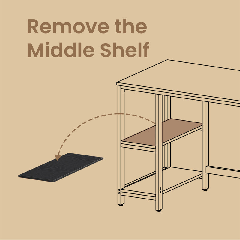 Industrial Computer Desk with 2 Storage Shelves for Home Office Workspace by Vasagle