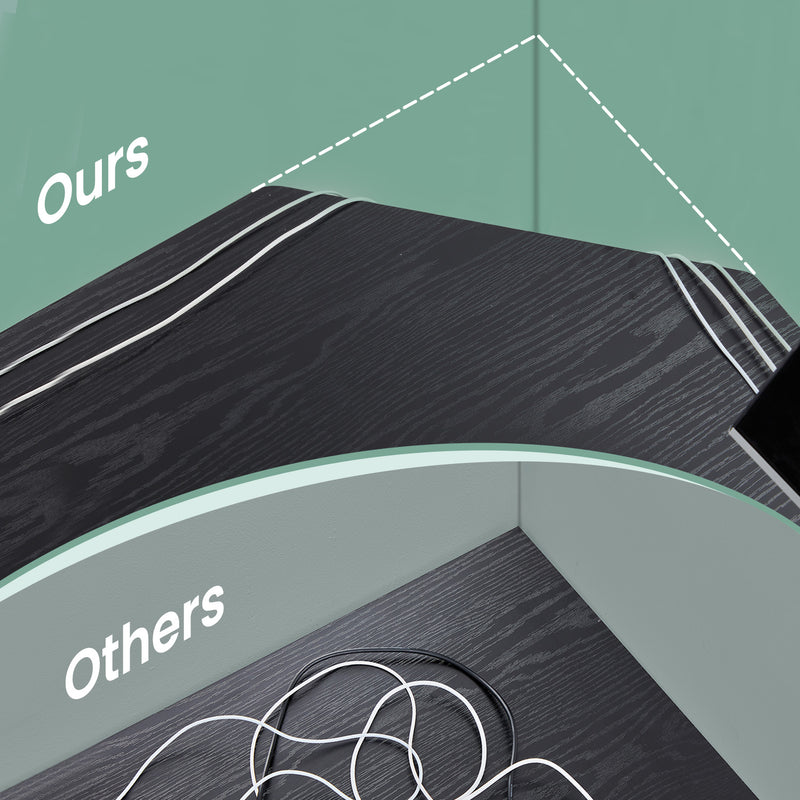 L Shaped Corner Computer Desk with Storage Shelves for Home Office in Ebony Black by Vasagle