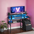 Gaming Desk with LED Lights Power Outlets Monitor Shelf and Fabric Drawers by Vasagle 120 x 55 x 90cm