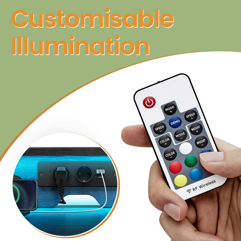 Gaming Desk with LED Lights Power Outlets Monitor Shelf and Fabric Drawers by Vasagle 120 x 55 x 90cm