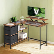 L Shaped Gaming Desk with Monitor Stand Drawers and Adjustable Shelf for Home Office by Vasagle
