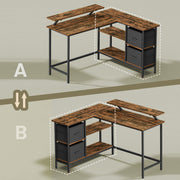 L Shaped Gaming Desk with Monitor Stand Drawers and Adjustable Shelf for Home Office by Vasagle