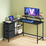 L Shaped Gaming Desk with Monitor Stand Drawers and Adjustable Shelf by Vasagle