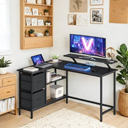 L Shaped Gaming Desk with Monitor Stand Drawers and Adjustable Shelf by Vasagle