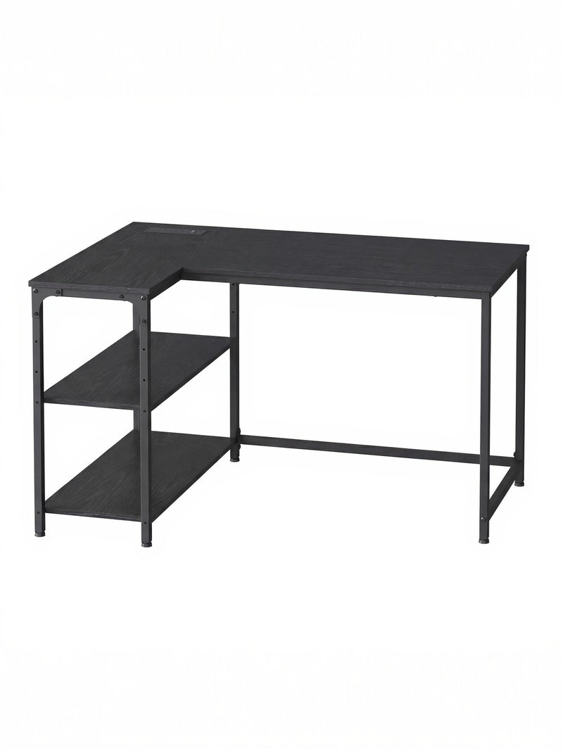 L-Shaped Corner Computer Desk with Storage Shelves and Power Outlets by Vasagle