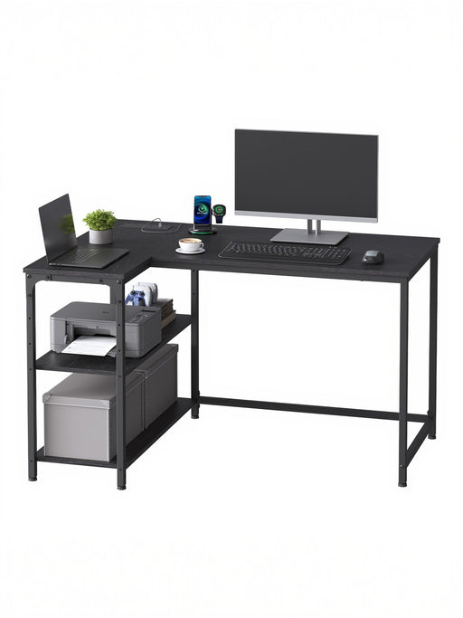 L-Shaped Corner Computer Desk with Storage Shelves and Power Outlets by Vasagle VASAGLE
