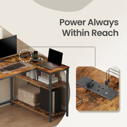 L-Shaped Corner Computer Desk with Power Outlets and Storage Shelves by Vasagle VASAGLE